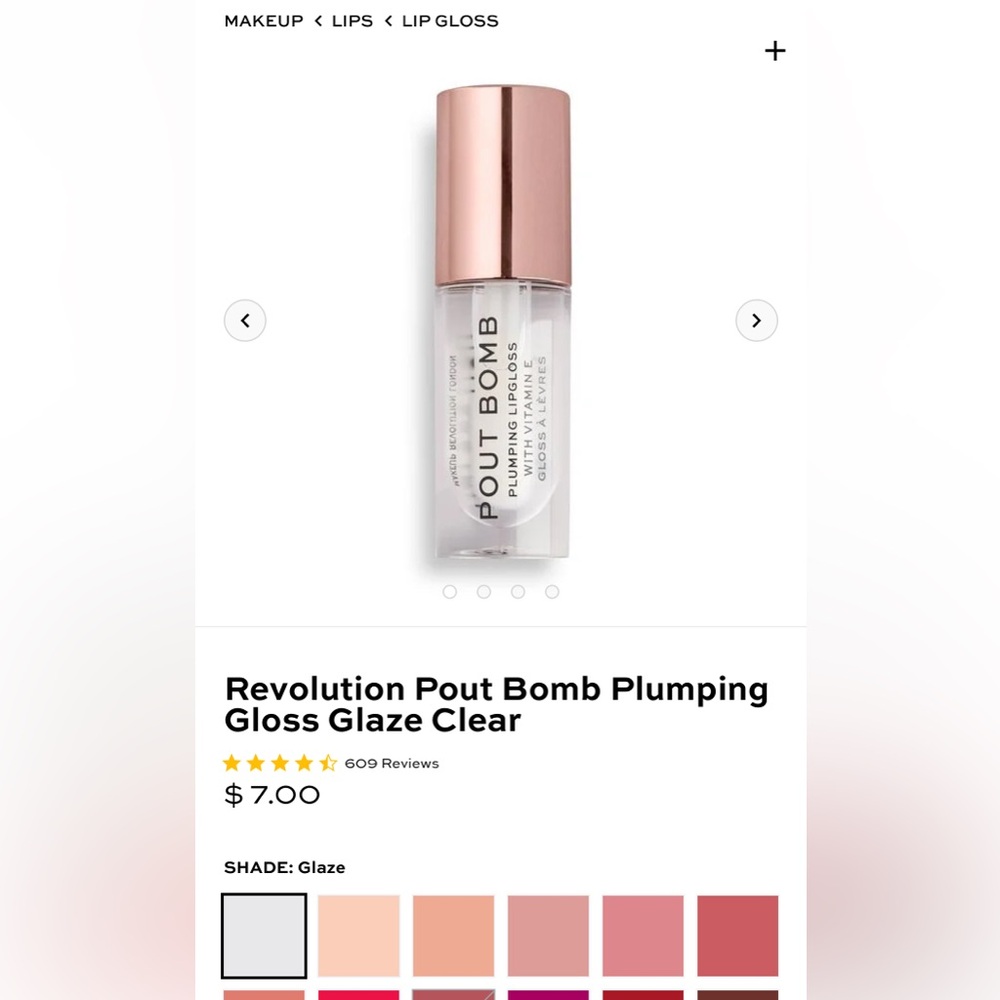 Revolution Pout Bomb Plumping Lip Gloss - Clear‎